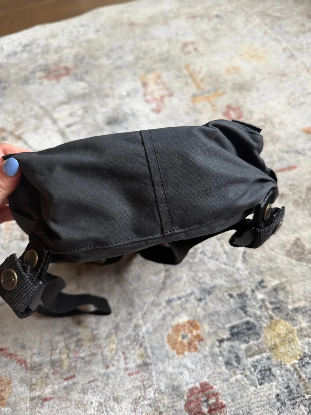 Fjallraven Kanken Mini Backpack in Black with Red Logo
